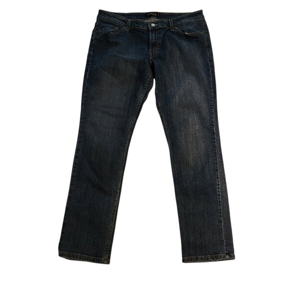 Levis 524 Too Superlow Jeans Stretch Blue Dark Wash Womens 15 Medium EUC - Picture 1 of 12